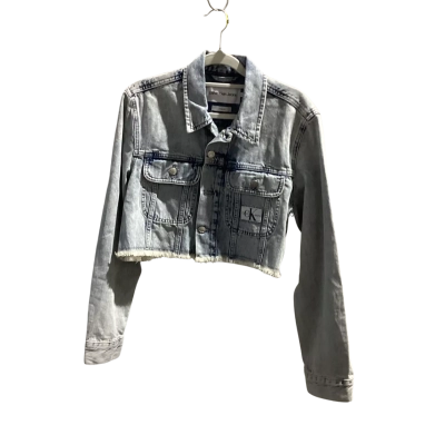 Calvin Klein Womens  Size M Cropped Denim Jacket Blue NWOT 