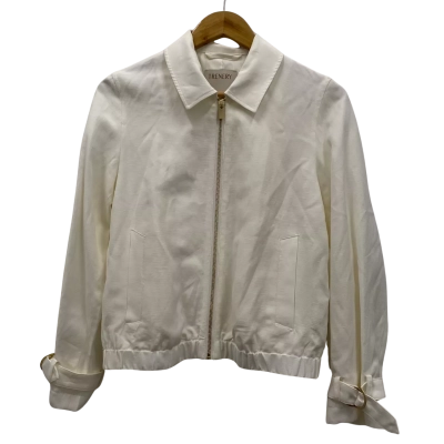 Trenery Women's Retro Style Light Jacket Gold Zip Size 6 Cream 