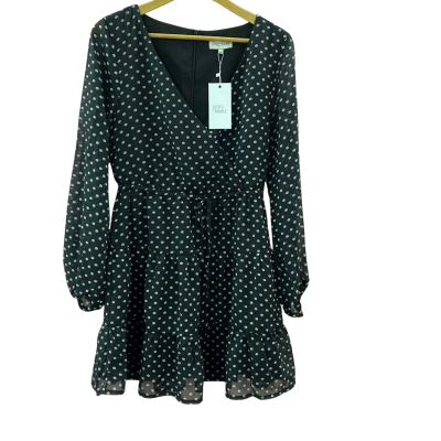 Luck & Trouble Women's Size 8 Mini Dress Black with Small White Flowers