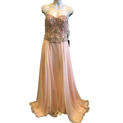 BNWT Jadore Women's Size 12 Strapless Beaded Formal Dress Pink  