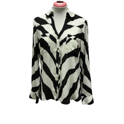 Express Womens  Size S Button Up Top Black  / Striped / White 