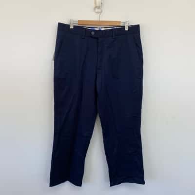 Gazman Navy Blue Light Weight Stretch Classic Fit Trouser Pants  Size 34 
