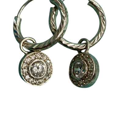  Womens Stirling silver, cubic zirconia 2.5cm hoop Earrings 