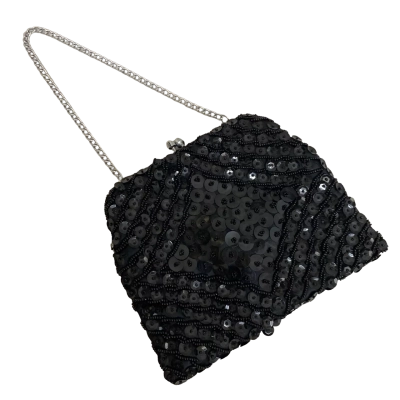 Womens Black Sequined/Beaded Vintage Purse