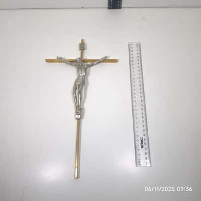 Crucifix Brass Tin Religious 