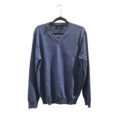 Ansett Men’s Fine Weight Merino Wool V Neck Jumper Blue