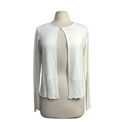 Liz Jordan Womens  Size M Alice Knit Ivory Cardigan 