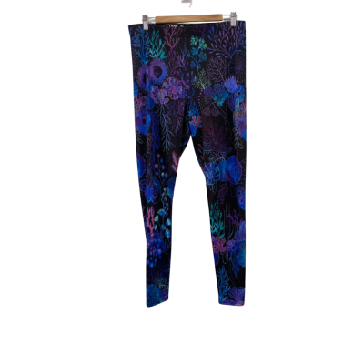 BlackMilk Womens  Size XL Leggings Black  / Multicoloured Ocean Pattern