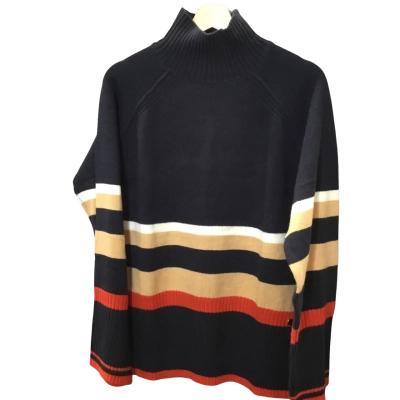 U.S. Polo Assn. Womens  Size 10 Roll Neck Jumper Beige / Blue / Red / Striped / White 