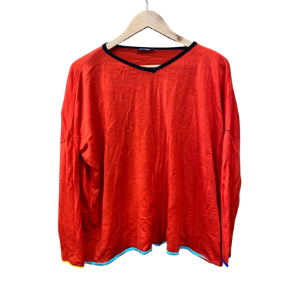 Marimekko Red/Colourful Trimmed Wool Jumper Size S