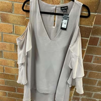 City Chic Womens  Size S Pale Pink  Cold Shoulder Champagne Top 