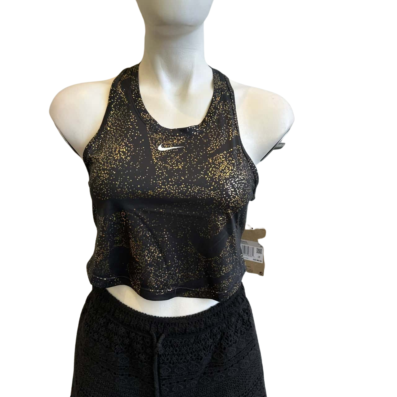 nike black and gold crop top