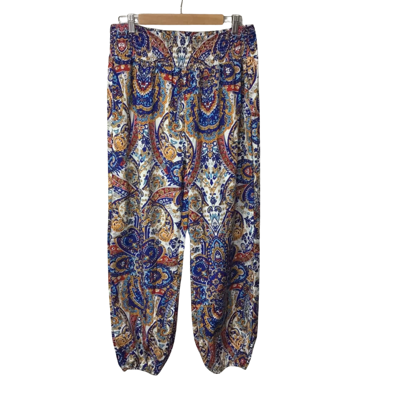 Womens Size XL Multicoloured / Pattern Shirred Waist / Elastic Ankle Pants