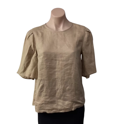 Seed Heritage Womens Size 6 Brown Linen Short Sleeve Top