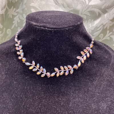  Womens Choker Necklace Silver & Crystal