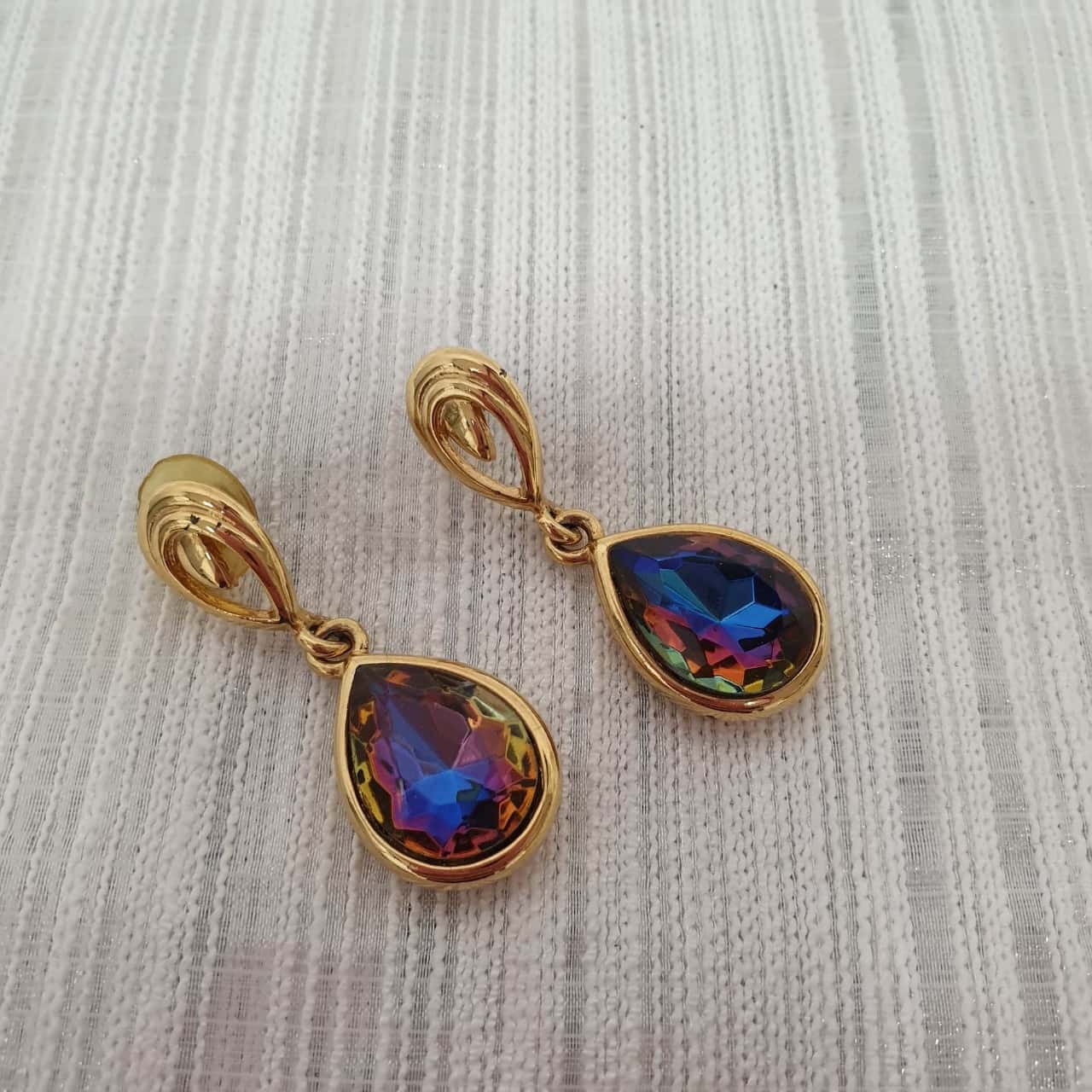 Tear drop all crystals earrings main image 1