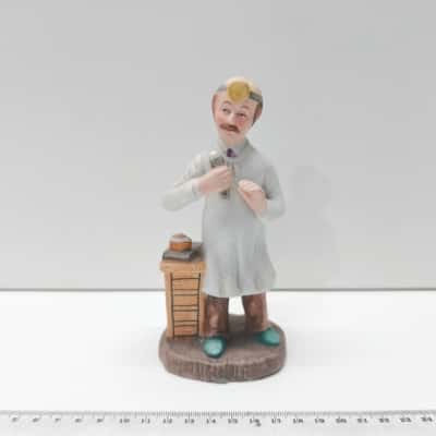 Vintage Bisque Porcelain Doctor Dentist Physician Figurine Made in Taiwan 15cm