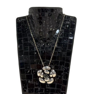 Beautiful Sterling Silver (925) Rose Floral Pendant and Filigree SS Chain Necklace (19 grams)