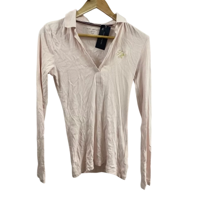 Tommy Hilfiger Womens  Size S Poppi Long Sleeve Polo Pink