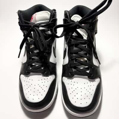  Classic Nike Size 5 Dunk High "Panda" sneakers in a clean black-and-white leather colorway