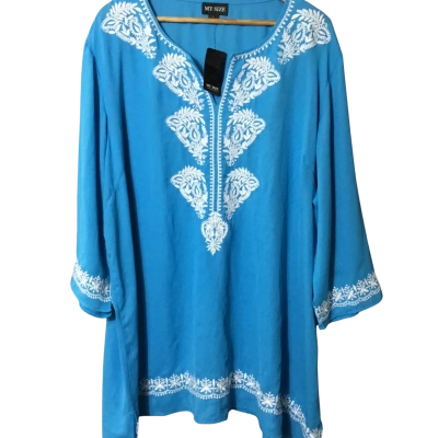 NWT MySize Womens  Size L Long Sleeve Kaftan Blue 