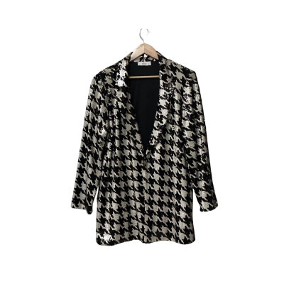 dina Sequin Houndstooth Pattern Blazer Size 2 Black  / Champagne 