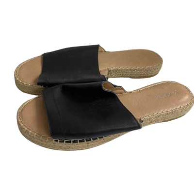 Jo Mercer Womens  Size 41 Black Leather Espadrille Sandals 