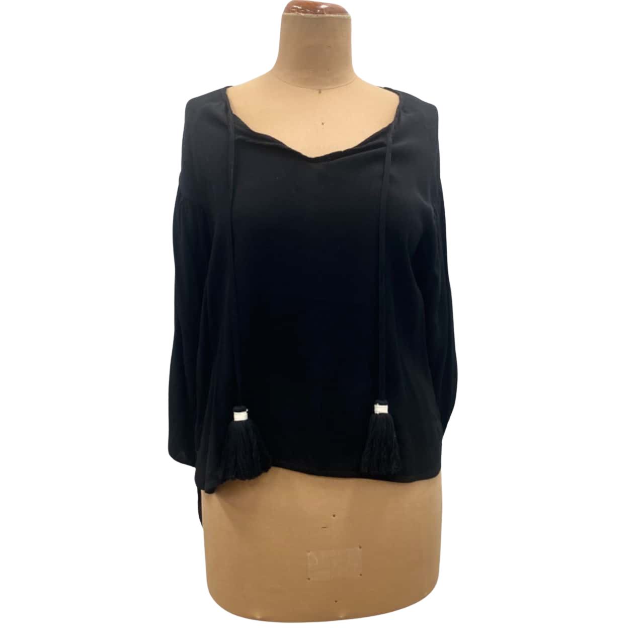 Flannel Peasant Blouse Size 1 Black