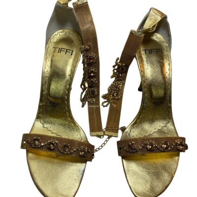  Womens  Size 37 Vero Cuoio Leather Shoes Gold Swarovski Crystal Size 