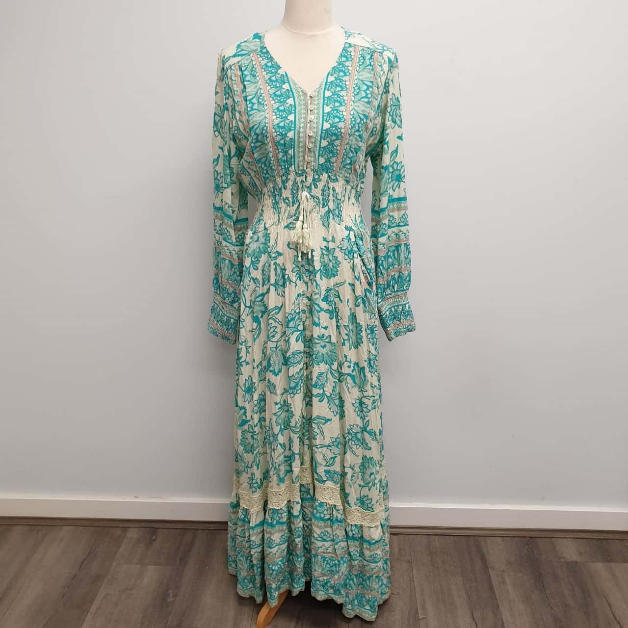 Jaase Sabrina Classy Soft & Feminine Aqua & Opal Print Maxi