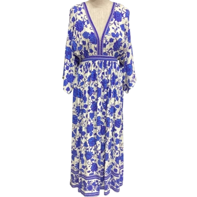  Salty Crush  Size 12 Midi Dress Blue / Floral / White 