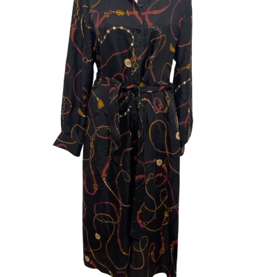  Lily Silk Womens  Size S Dress  Black  / Orange / Yellow 