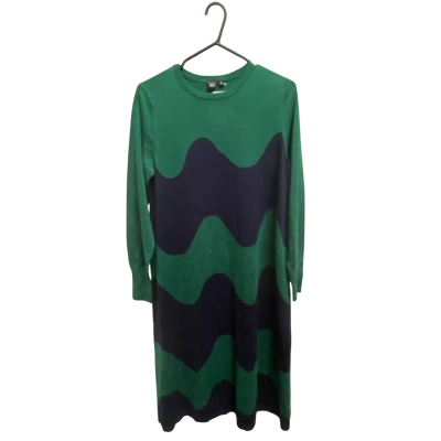 Uniqlo Womens  Size S Long Sleeve Dress Green / Navy Blue 