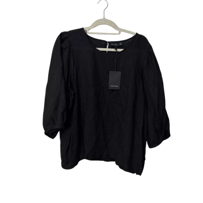 BNWT Decjuba  Size 18 Linen 3/4 Sleeve Top Black  