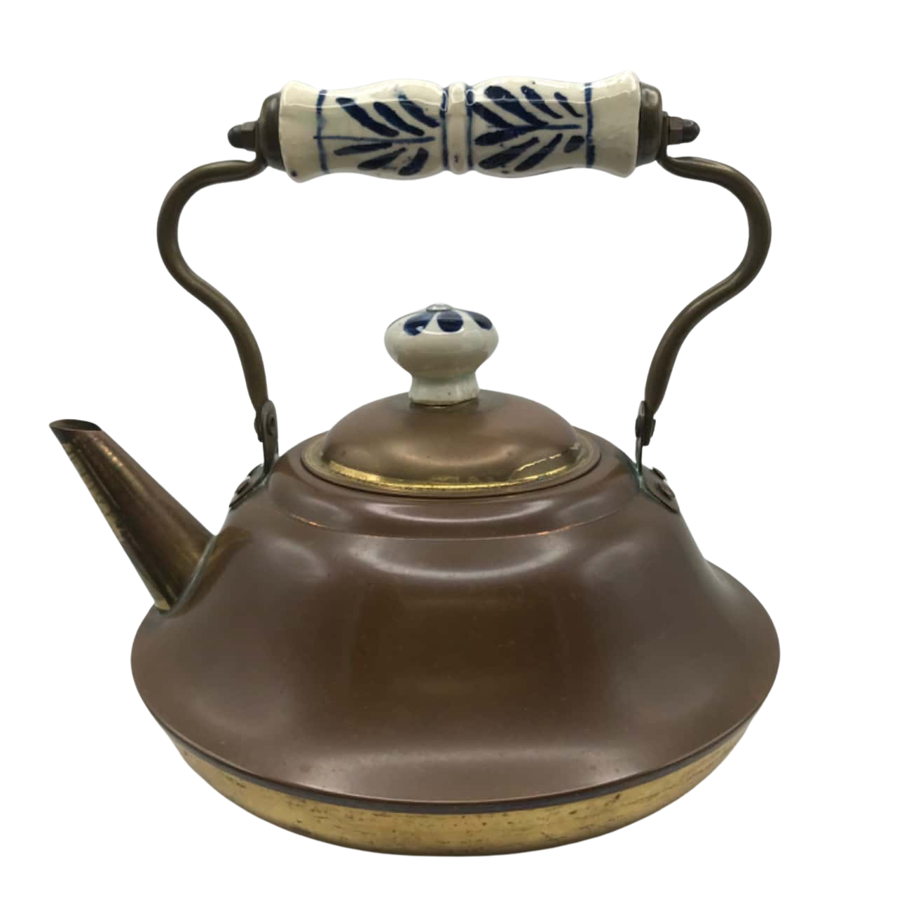 Quirky Vintage Copper Kettle with Ceramic Handles Great Home Decor Item(s)