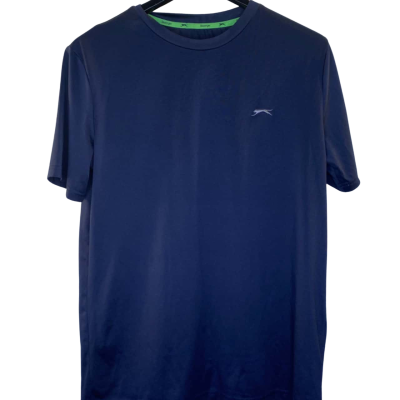 Slazenger Mens  Size S Short Sleeve Shirt Navy Blue / White 