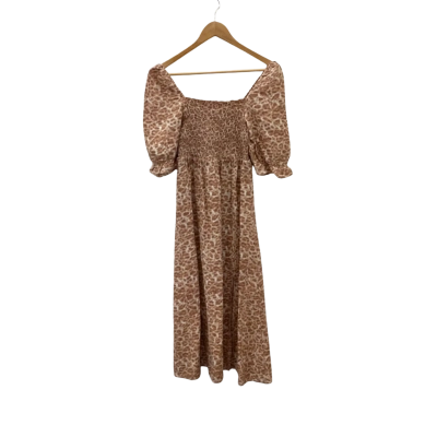 Seed Heritage Womens  Size 6 Off The Shoulder Midi Dress Animal print / Brown 