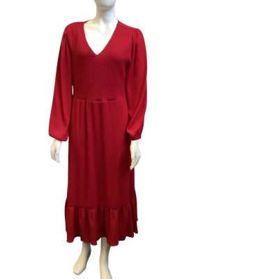 Brand New Katies Womens Label Size 16 Smocked Midi Dress Red