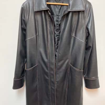 Marco Polo Womens  Size M Trench Coat Black  / Brown 