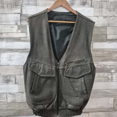  Mens Leather Vest Brown L-XL