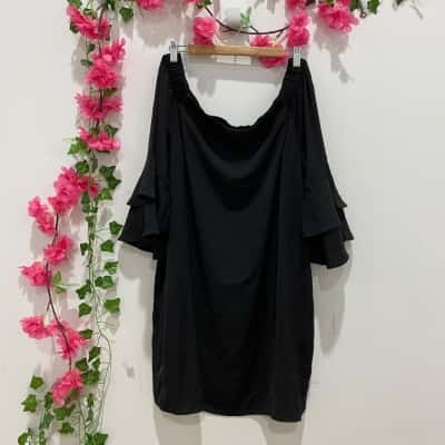 City Chic Womens Short Sleeve Top Size S Black  