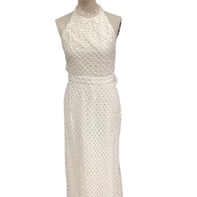 Stevie May Size S Lace Lined Halter Neck Maxi Dress White 