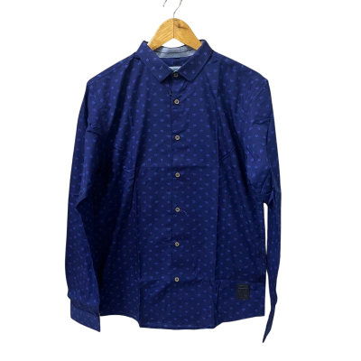  Occult Mens  Size L Long Sleeve Shirt Slim Fit Blue 