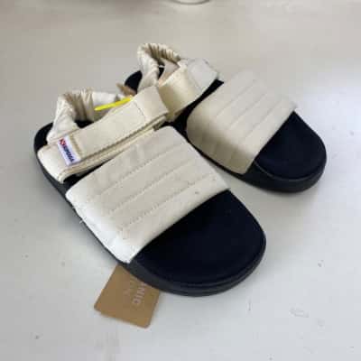 Superga Natural Beige Black Organic Canvas Sandals Size 5 