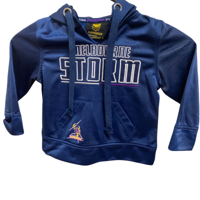 Kids Official NRL Melbourne Storm hoodie size 2 dark blue