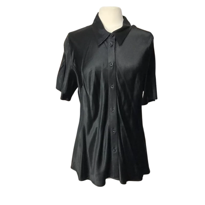 Country Road Womens  Size 16 Black Satin Fitted Shirt