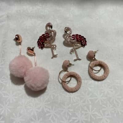  Women’s Pink Combo of Costume Earrings 