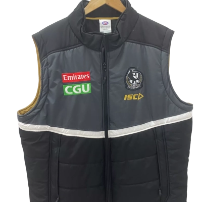 AFL Mens  Size XXXXXL Black  / White. Collingwood puffer vest