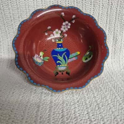 Vintage Floral Chinese Cloisonné Bowl
