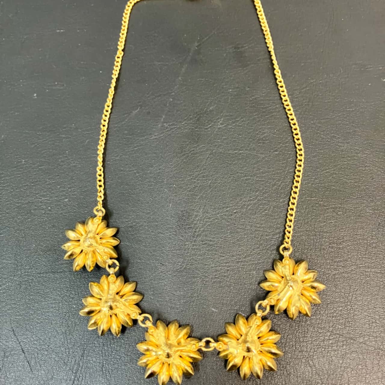 Jewellers Gold Coloured Sunflower Necklace with Opal Coloured